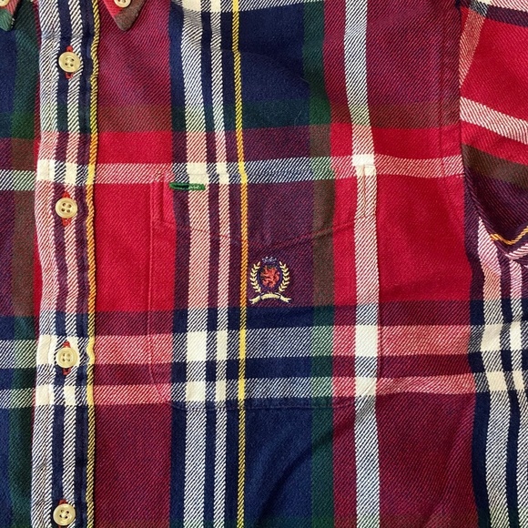 Tommy Hilfiger Y2K Mens Red/Blue XL‎ Plaid Flannel Button Down Shirt - Picture 7 of 9